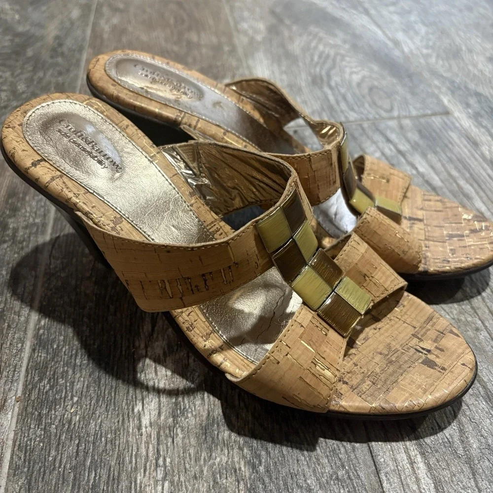 Croft & Barrow Sole (Sense) Ability Heel Sandals cork sz 8 M Preppy Coastal